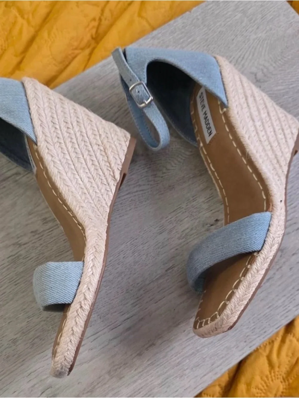 Steve Madden Light Blue Denim Espadrille Wedge Sandals